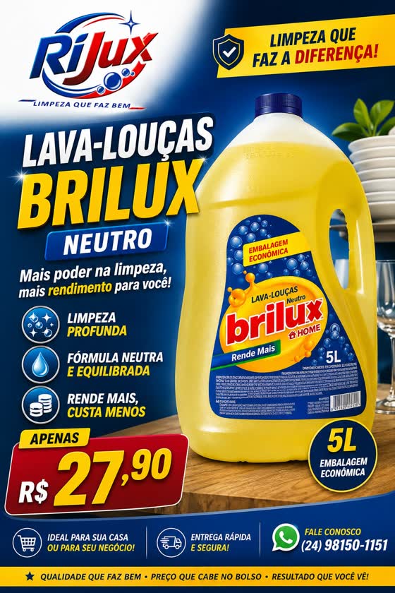 Panfleto Lava-Louças Brilux Neutro 5L