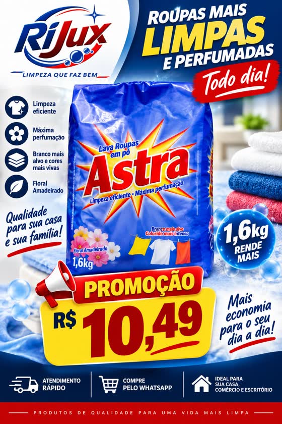 Panfleto Lava-Roupas em Pó Astra 1,6kg